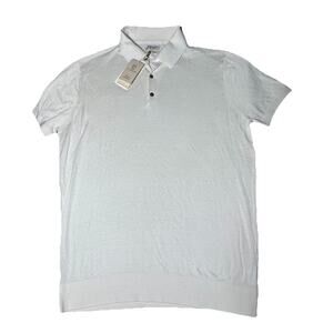 New Gutteridge Dal 1878 "The Silk" Blend Mens Ivory Polo Sweater Shirt XL Luxury